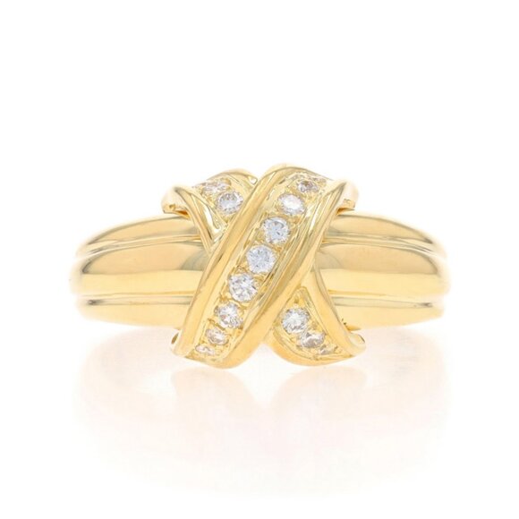 Tiffany & Co. X Diamond Band - Yellow Gold 18k Round Brilliant .20ctw Ring - Picture 1 of 8